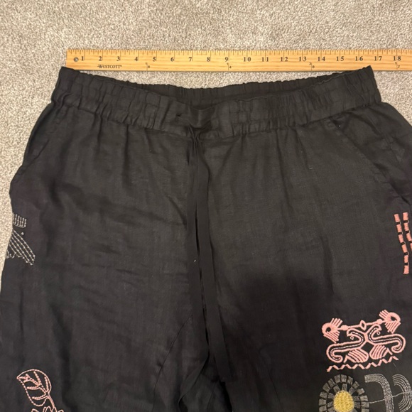 Johnny Was Biya Zara linen pant Black with embroidery size large - Picture 9 of 9